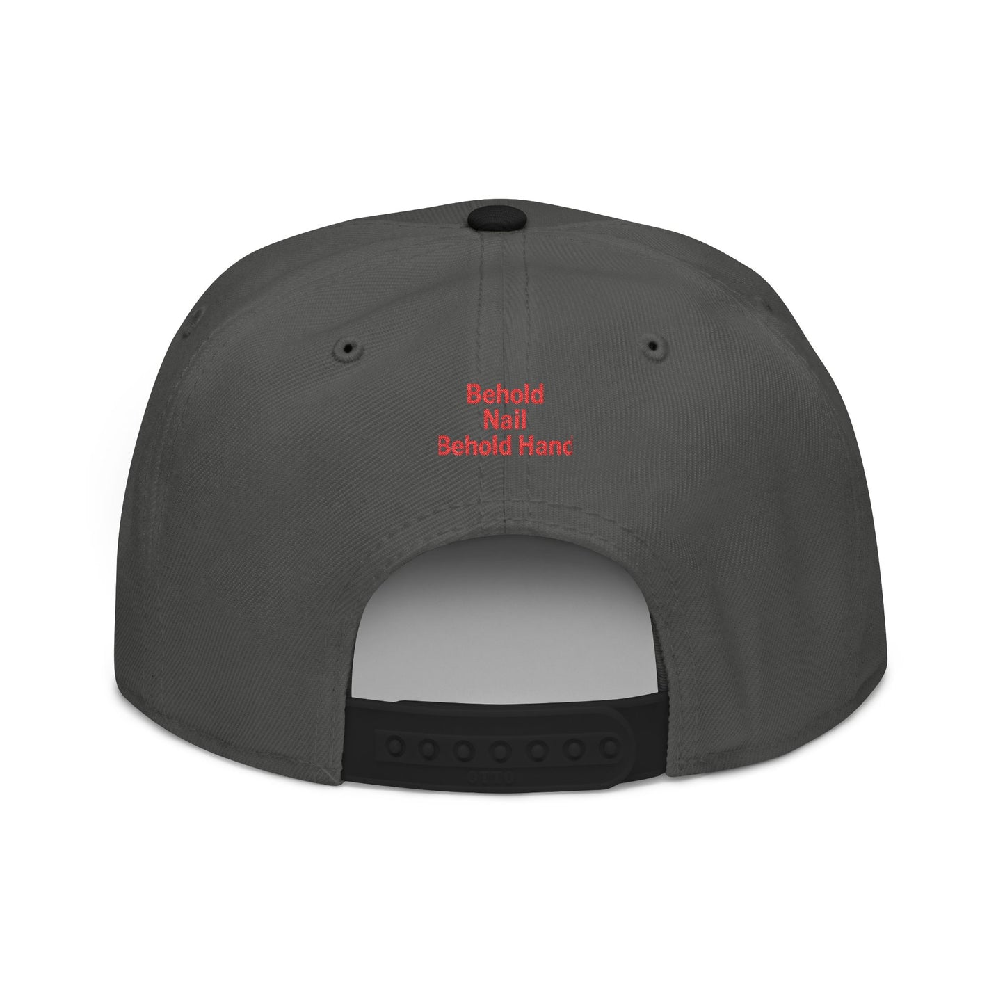 Snapback Hat - 'Behold Nail Behold Hand' Embroidery Design