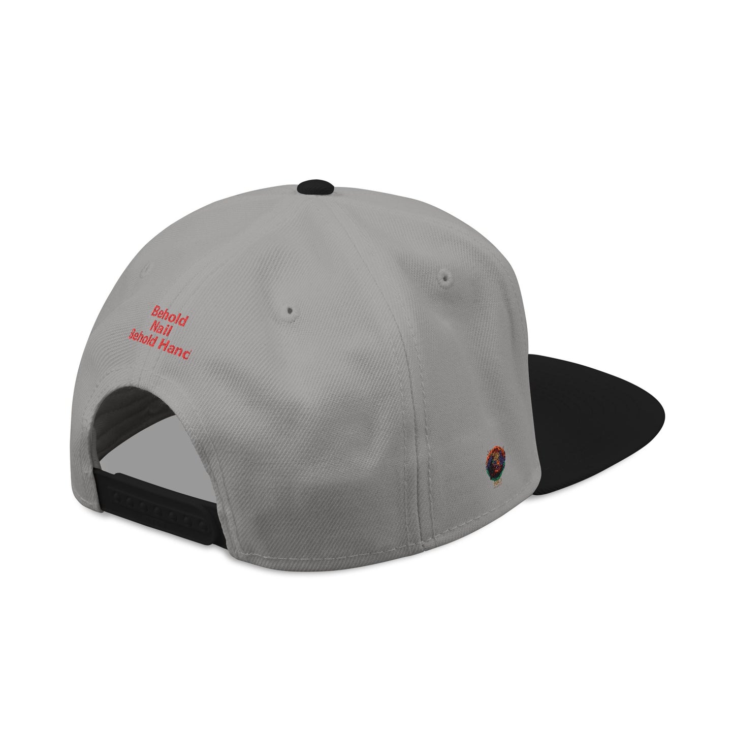 Snapback Hat - 'Behold Nail Behold Hand' Embroidery Design