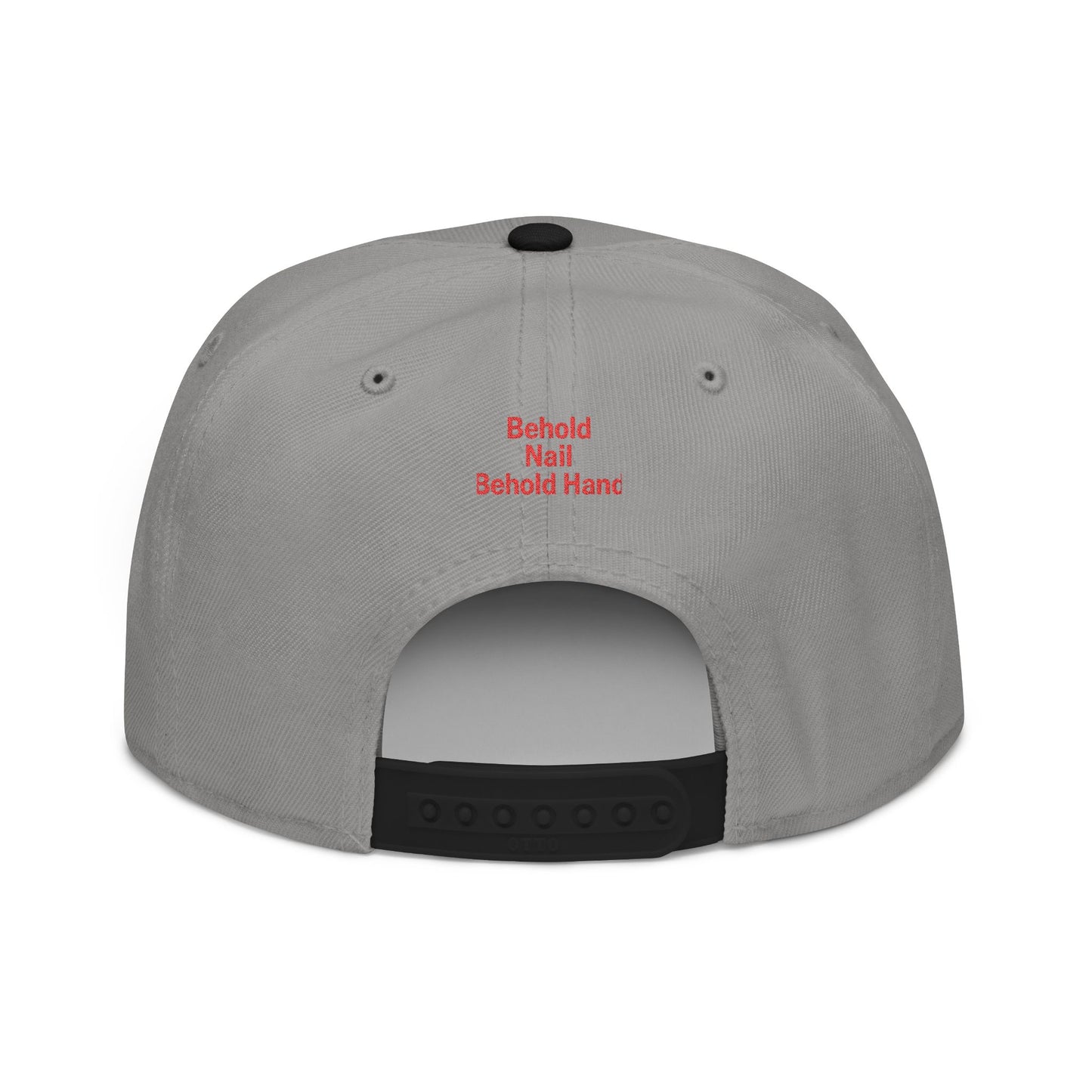 Snapback Hat - 'Behold Nail Behold Hand' Embroidery Design
