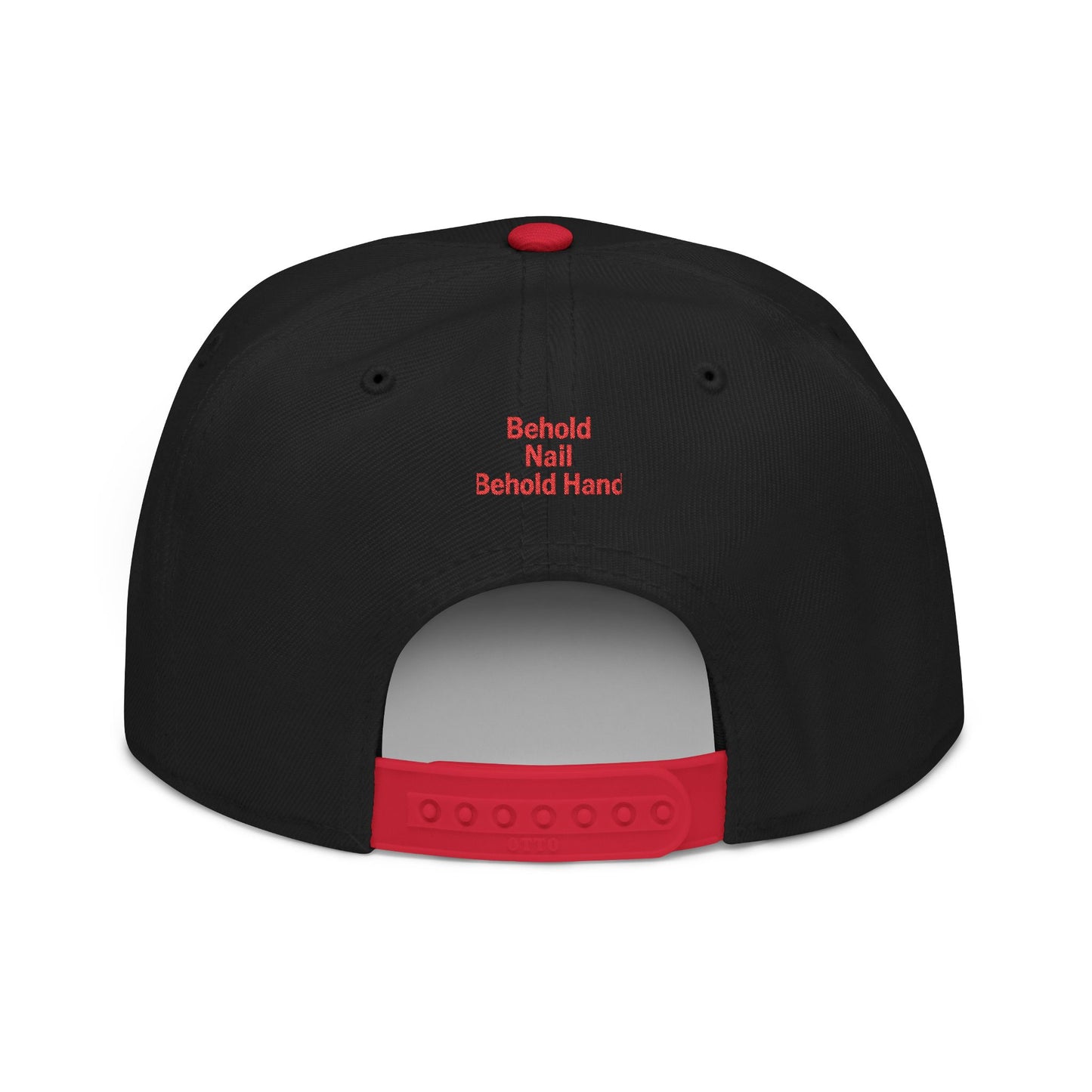 Snapback Hat - 'Behold Nail Behold Hand' Embroidery Design
