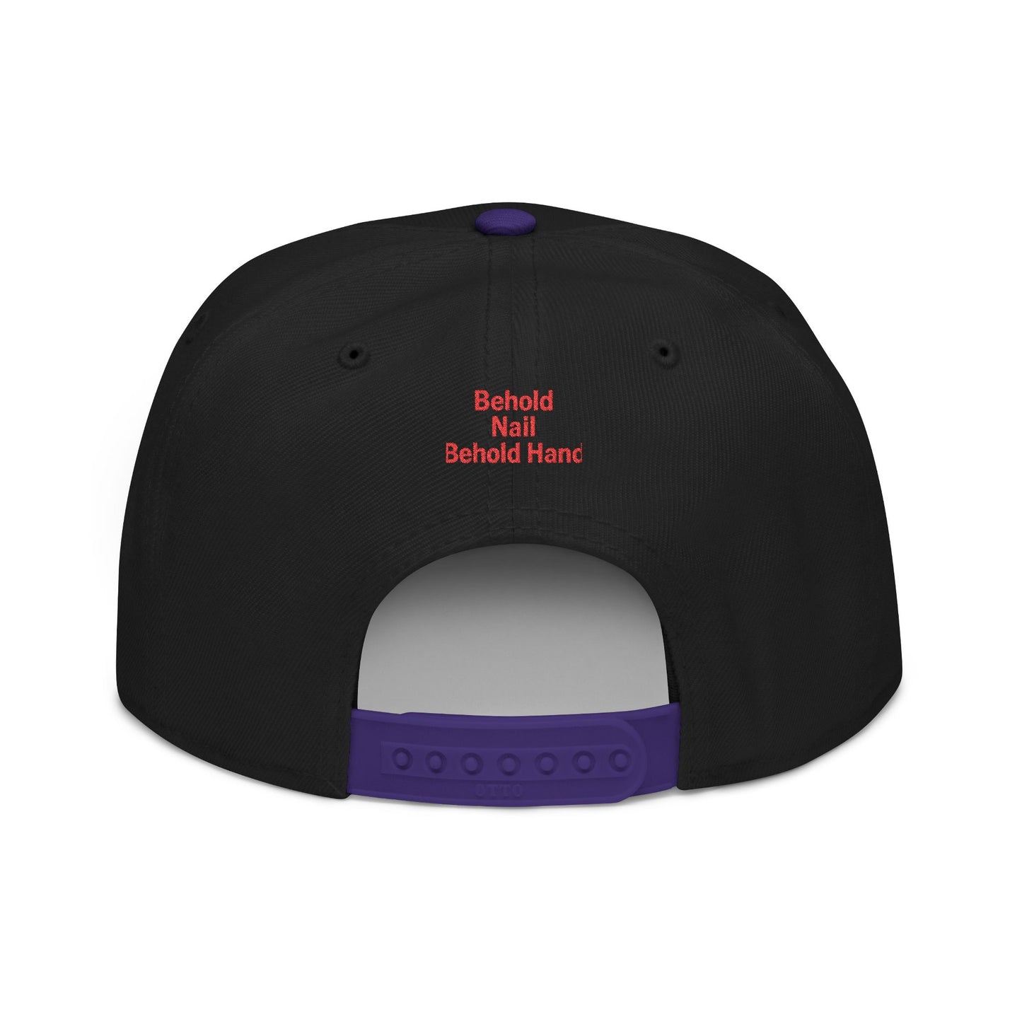 Snapback Hat - 'Behold Nail Behold Hand' Embroidery Design